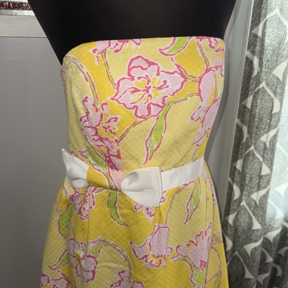 Lilly Pulitzer Amberly Starfruit Yellow Strapless Dress Size 10 - Picture 2 of 10